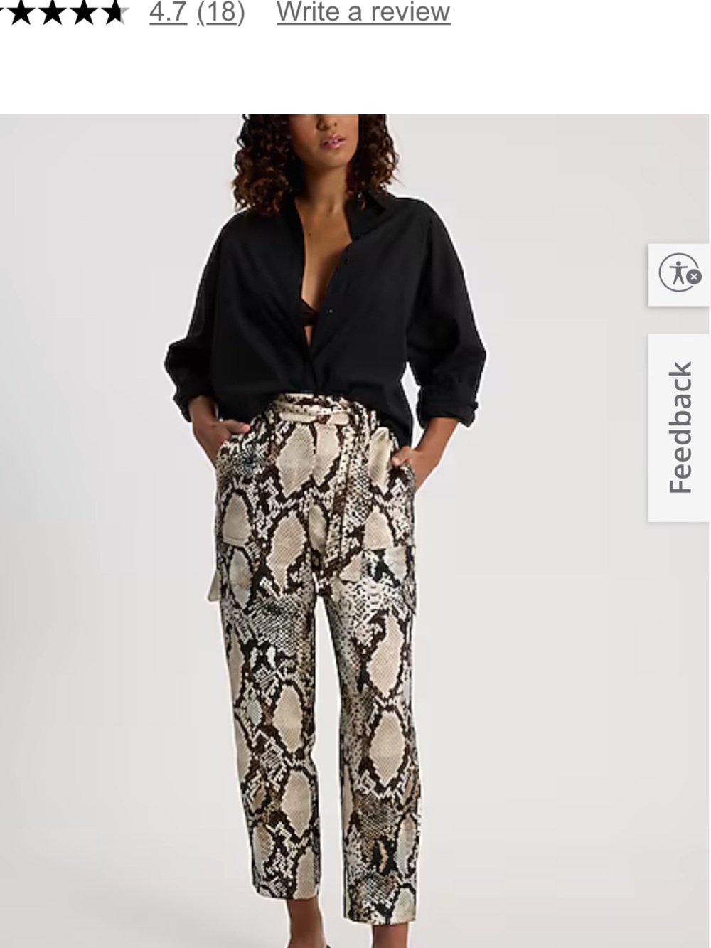 Express High Waisted Satin Snakeskin Belted Cargo  Straight Ankle Pants